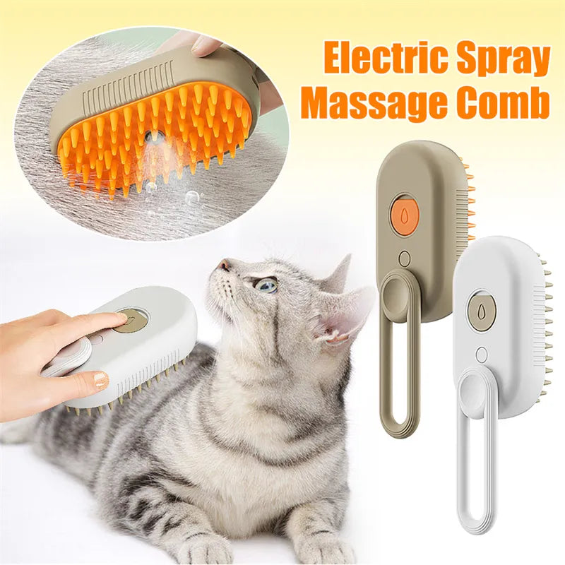Cloudora 3-in-1 Steam Grooming Brush — Self-Cleaning Comb with Water Spray for Cats & Dogs