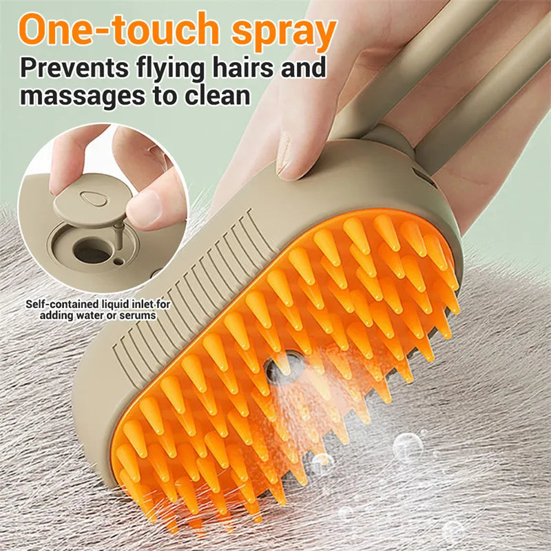 Cloudora 3-in-1 Steam Grooming Brush — Self-Cleaning Comb with Water Spray for Cats & Dogs
