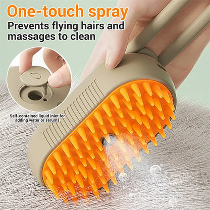 Cloudora 3-in-1 Steam Grooming Brush — Self-Cleaning Comb with Water Spray for Cats & Dogs